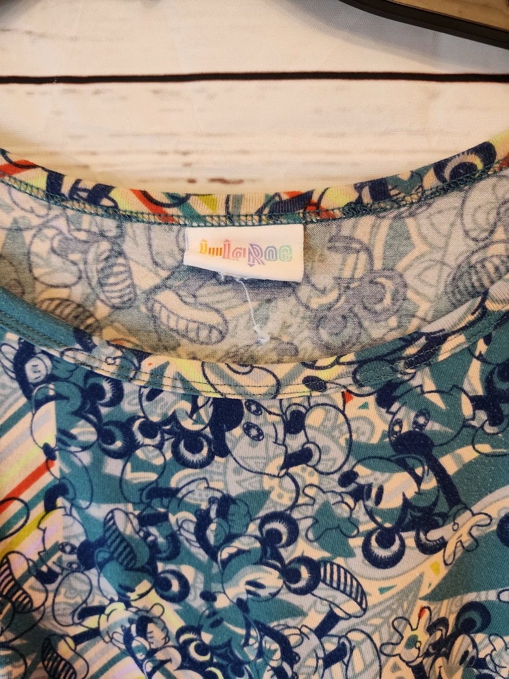 Mickey Mouse Monorail Stripes Blue Multi-Pattern Midi Dress - Picture 2 of 5